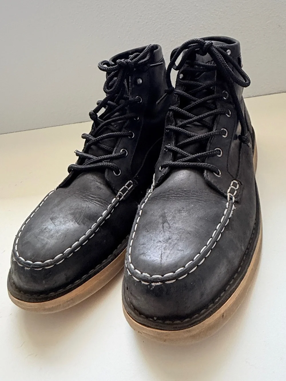 Danner Bull Run Steel Toe Moc Toe Boots USA Black Leather mens Size 14